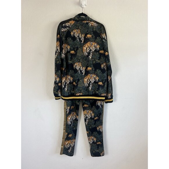 Victorious Mens Green Floral Tiger Track Pants & Jacket Track Suit Set Size 2X - Picture 5 of 16